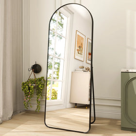 Modern Arch Full-Length Mirror with Wooden & Metal Frame