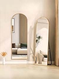 Half Arched Full-Length Mirror with Sleek Metal Frame & Stand