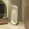 Modern Arched Full-Length Mirror with Metal Border and Stand